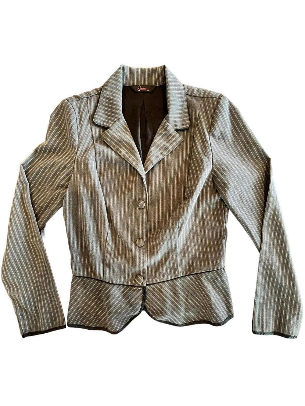Speechless Blazer Junior Size 9 Grey Vintage Fitted Pin Stripe 1404.